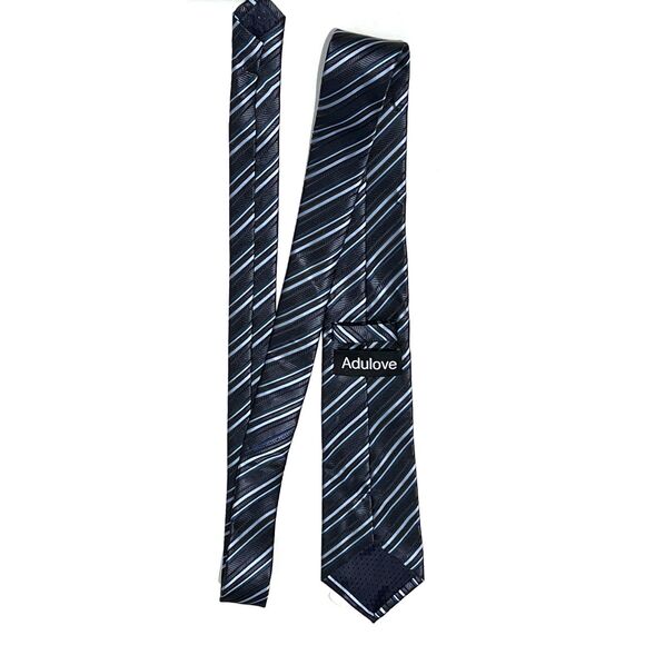 Adulove Blue Striped Geometric  Tie - Picture 4 of 4